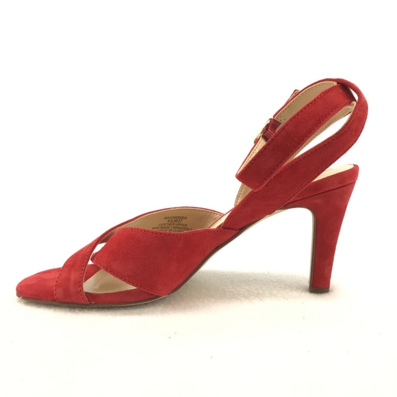 Sole Society Cassidea Red Suede Heeled Strappy Sandals Size 7.5 - Picture 3 of 10